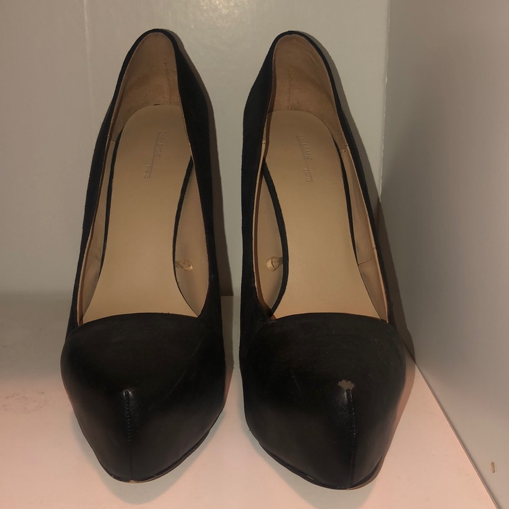 Zara Basic 6inch Black Suede Pump